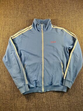 Adidas 1949 sky, blue zip up Jacket Large